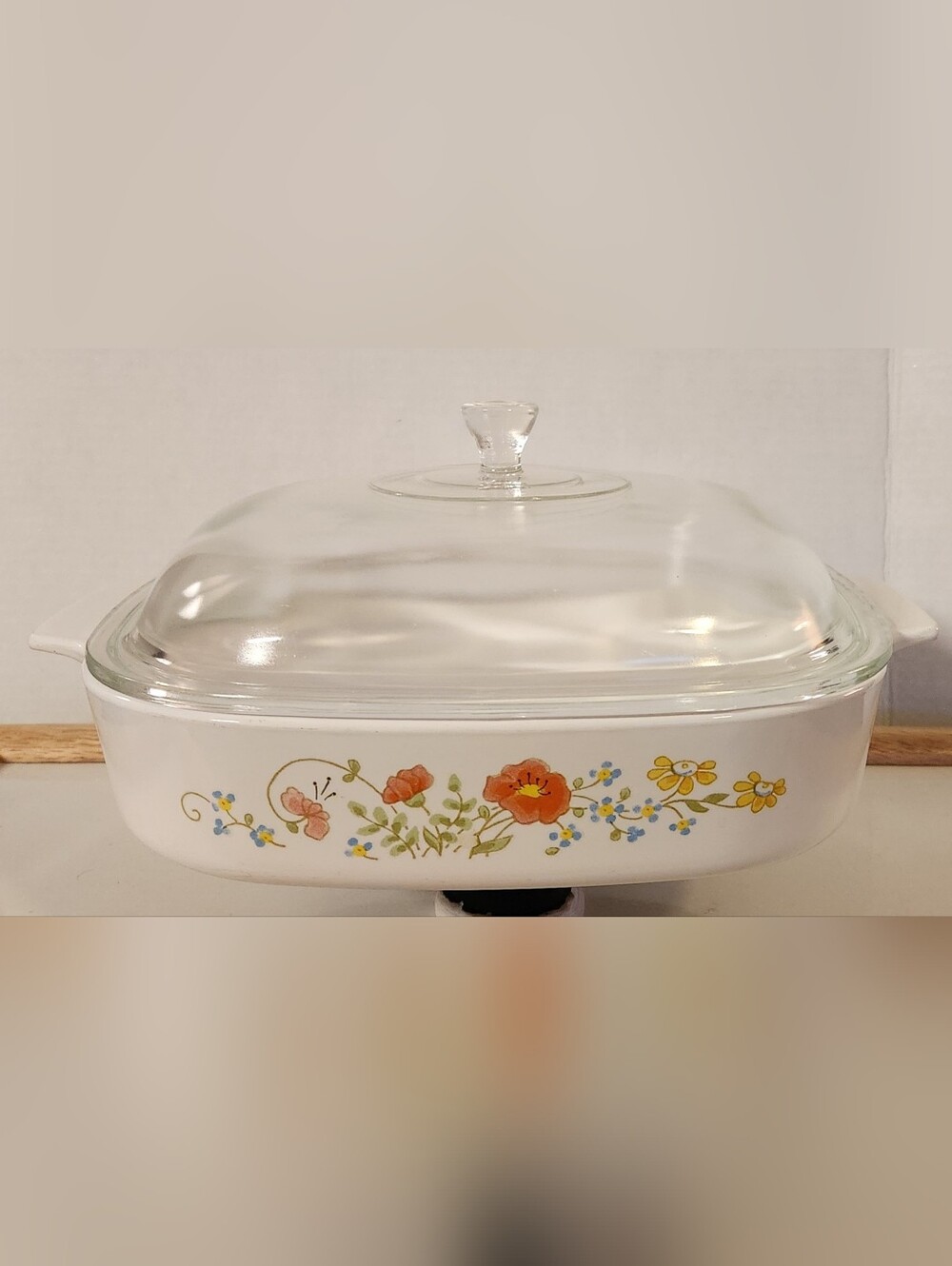 Vintage Corning Ware Wildflower A-10-B 2.5 Qt Casserole Dish w/ Pyrex P-12-C Lid